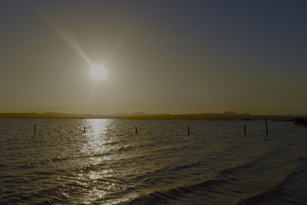 Sunset over the salt lake