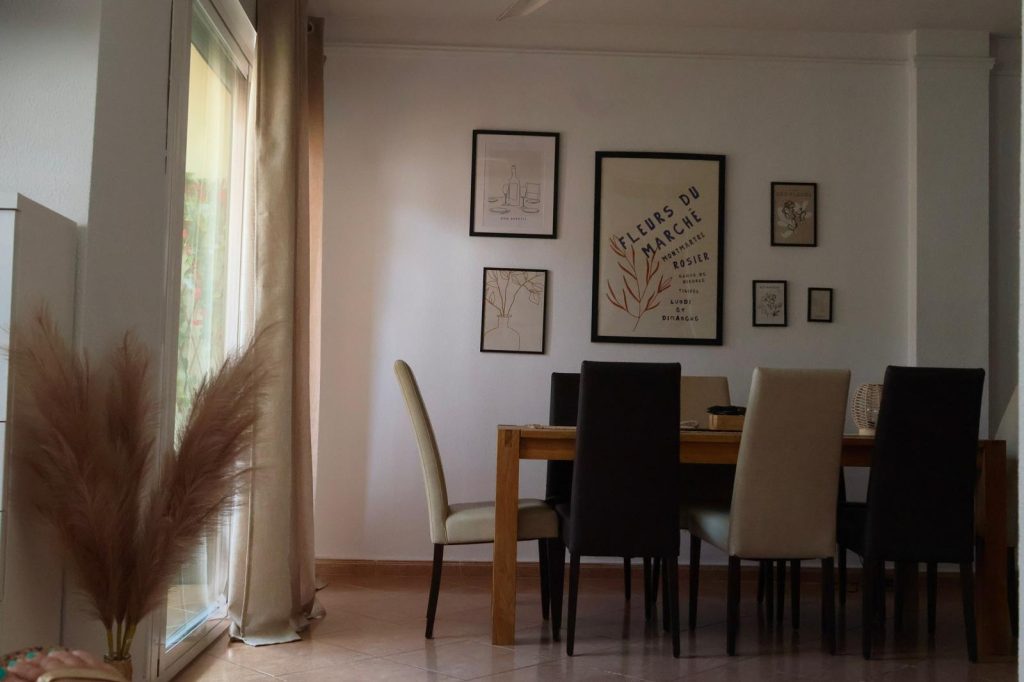 Dining table seating eight guests